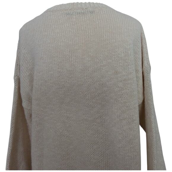Jenni Kayne Cotton Linen Blend Crewneck Boyfriend Sweater In Ivory Size S - Picture 13 of 13
